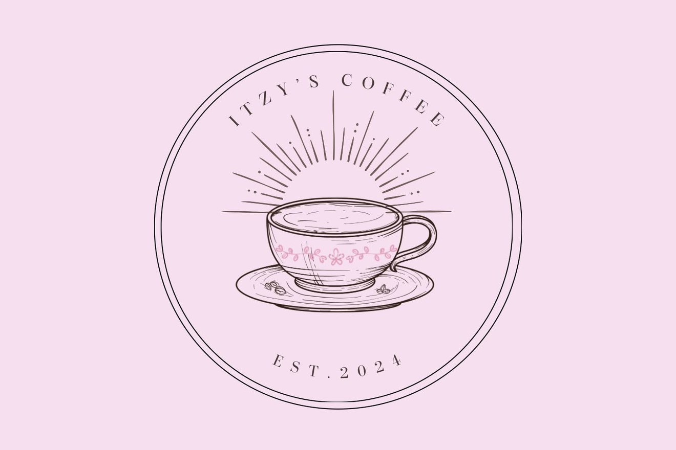 Itzy's Coffee logo, a teacup under a sunburst, Gypsum, CO